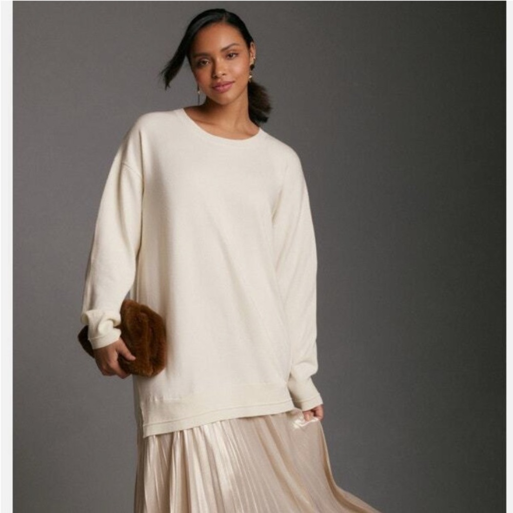 NWT Anthropologie long sleeve pleated two-fer sweater maxi dress size small.